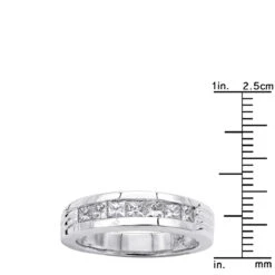 14K White Gold Men's Diamond Wedding Band 0.98ct -Jewelry Sales Store 14k gold mens diamond wedding band 098ct p 27553 rulerwh