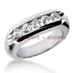 14K White Gold Men's Diamond Wedding Band 1.25ct