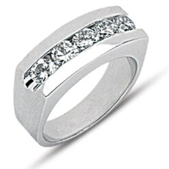 14K White Gold Men's Diamond Wedding Band 1.75ct