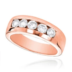 5 Stone 14K White Gold Men's Diamond Wedding Band 1ct -Jewelry Sales Store 14k gold mens diamond wedding band 1ct p 22442 ro