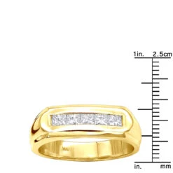 14K Yellow Gold Men's Diamond Wedding Band 1ct 7.4mm -Jewelry Sales Store 14k gold mens diamond wedding band 1ct p 27601 rulerye