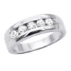 14K White Gold Men's Diamond Wedding Ring 0.40ct 6mm