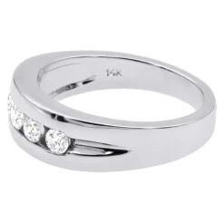 14K White Gold Men's Diamond Wedding Ring 0.40ct 6mm -Jewelry Sales Store 14k gold mens diamond wedding ring 040ct p 27482 back white