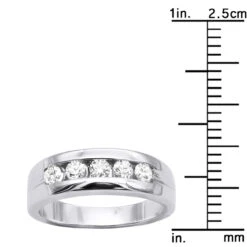 14K White Gold Men's Diamond Wedding Ring 0.40ct 6mm -Jewelry Sales Store 14k gold mens diamond wedding ring 040ct p 27482 ruler white