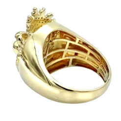 14K Yellow Gold Men's King Lion Head Ring With Diamonds And Crown Pinky Ring 0.55ct -Jewelry Sales Store 14k gold mens king lion head ring with diamonds and crown pinky ring 0 55ct backye