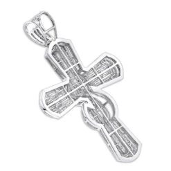 Hip Hop 14K White Gold Men's Large Diamond Cross Pendant 4ct -Jewelry Sales Store 14k gold mens large diamond cross pendant 475ct p 6591 backwh