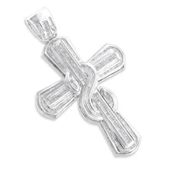 Hip Hop 14K White Gold Men's Large Diamond Cross Pendant 4ct