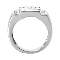14K White Gold Men's Princess & Baguette Diamonds Ring 1.85ct -Jewelry Sales Store 14k gold mens princess baguette diamonds ring 185ct p 27955 back white 20220426