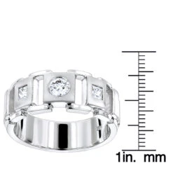 14K White Gold Men's Princess Cut Diamond Wedding Ring 0.69ct -Jewelry Sales Store 14k gold mens princess cut diamond wedding ring 069ct p 6643 rulerwh