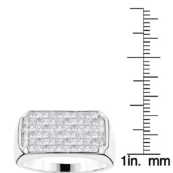 14K White Gold Men's Princess Cut Invisible Diamond Ring Unique Wedding Band 2ct -Jewelry Sales Store 14k gold mens princess cut invisible diamond ring 372 p 6666 ruler