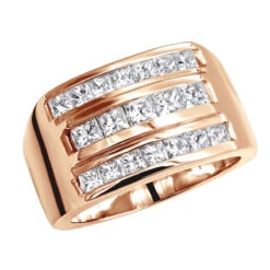 14K Yellow Gold Men's Princess Diamonds Ring 2.62ct -Jewelry Sales Store 14k gold mens princess diamonds ring 262ct p 27841 ro