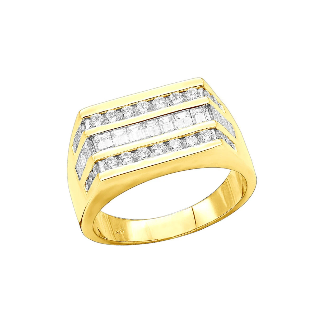 14K White Gold Men's Round & Baguette Diamonds Ring 1.60ct 2 14K White Gold Men's Round & Baguette Diamonds Ring 1.60ct - Image 2