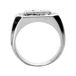 14K White Gold Men's Round & Princess Diamonds Ring 1.51ct -Jewelry Sales Store 14k gold mens round princess diamonds ring 151ct p 27852 back white 20220426