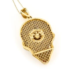 14K Yellow Gold Men's White Black Diamond Skull Pendant 9.17ct -Jewelry Sales Store 14k gold mens white black diamond skull pendant 917ct p 191 backye