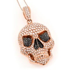 14K Yellow Gold Men's White Black Diamond Skull Pendant 9.17ct -Jewelry Sales Store 14k gold mens white black diamond skull pendant 917ct p 191 ro