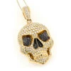 14K Yellow Gold Men's White Black Diamond Skull Pendant 9.17ct