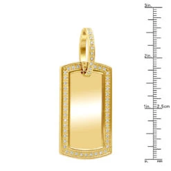 Customizable 14K Yellow Gold Oversized Diamond Dog Tag Pendant For Men 1 Carat -Jewelry Sales Store 14k gold oversized diamond dog tag pendant 1 carat p 5827 rulerye