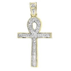14K Yellow Gold Pave Ankh Diamond Cross Pendant For Men Egyptian Symbol Of Life -Jewelry Sales Store 14k gold pave ankh diamond cross pendant for men egyptian symbol of life backye