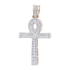 14K Yellow Gold Pave Ankh Diamond Cross Pendant For Men Egyptian Symbol Of Life -Jewelry Sales Store 14k gold pave ankh diamond cross pendant for men egyptian symbol of life ro