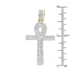 14K Yellow Gold Pave Ankh Diamond Cross Pendant For Men Egyptian Symbol Of Life -Jewelry Sales Store 14k gold pave ankh diamond cross pendant for men egyptian symbol of life rulerye