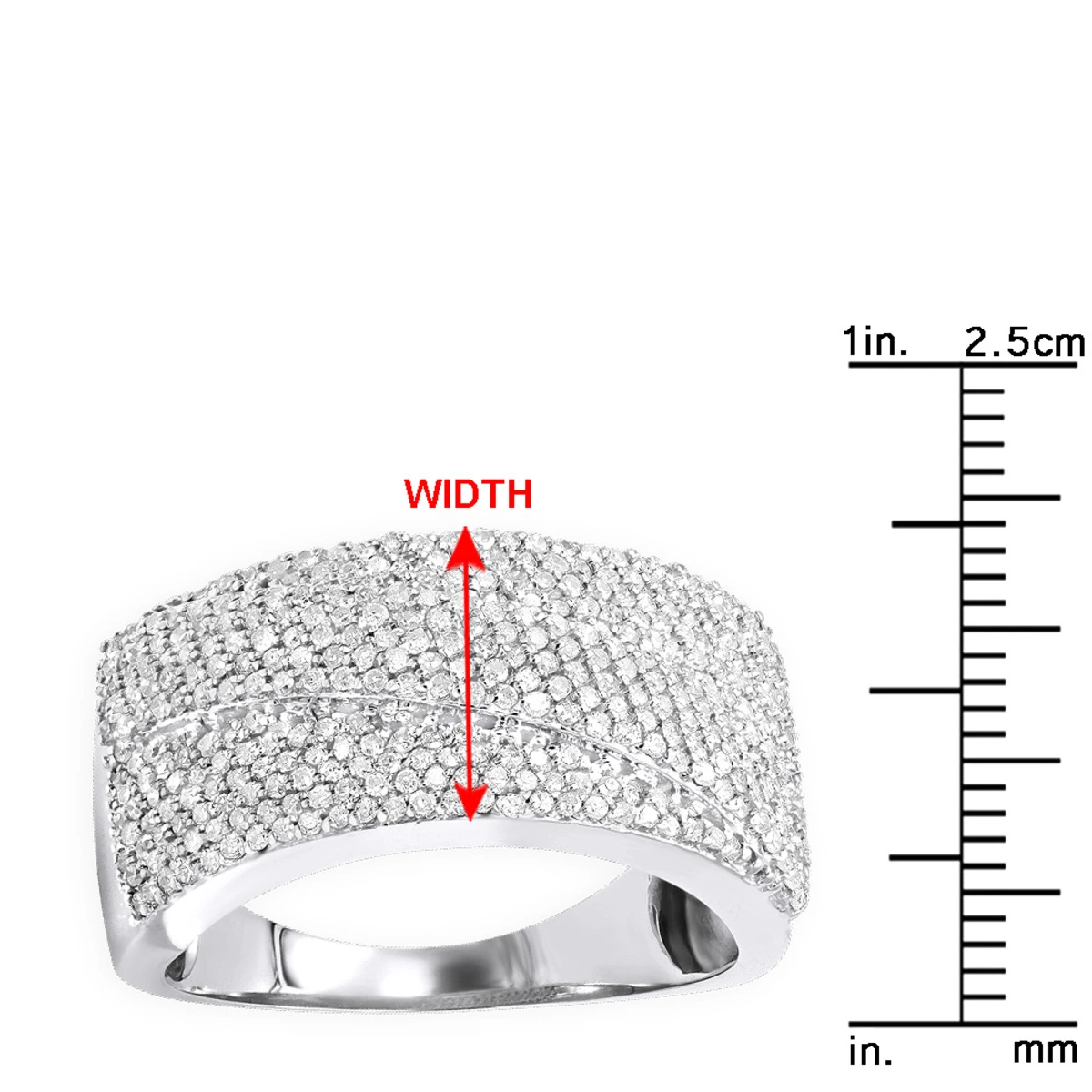 14K White Gold Pave Diamond Wedding Band 0.75ct 6 14K White Gold Pave Diamond Wedding Band 0.75ct - Image 6