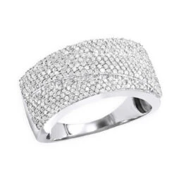 14K White Gold Pave Diamond Wedding Band 0.75ct