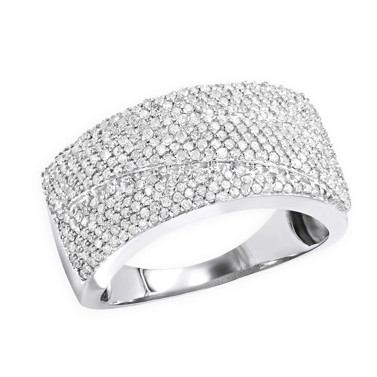 14K White Gold Pave Diamond Wedding Band 0.75ct 1 14K White Gold Pave Diamond Wedding Band 0.75ct