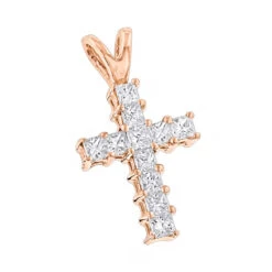 14K Yellow Gold Princess Cut Diamond Cross Pendant 0.55ct -Jewelry Sales Store 14k gold princess cut diamond cross pendant 055ct p 26517 ro