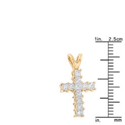 14K Yellow Gold Princess Cut Diamond Cross Pendant 0.55ct -Jewelry Sales Store 14k gold princess cut diamond cross pendant 055ct p 26517 rulerye