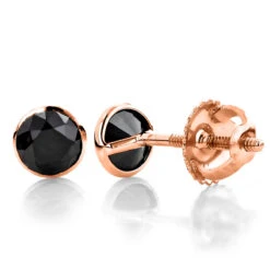 14K White Gold Round Black Diamond Stud Earrings Bezel 1/2ct -Jewelry Sales Store 14k gold round black diamond stud earrings bezel 12ct p 6224 ro