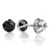 14K White Gold Round Black Diamond Stud Earrings Bezel 1/2ct