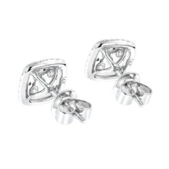 14K White Gold Round Diamond Cluster Earrings Studs 1.5ct By Luxurman -Jewelry Sales Store 14k gold round diamond cluster earrings studs 16ct by luxurman backwh