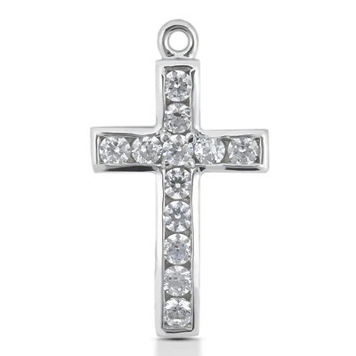14K White Gold Round Diamond Cross Necklace 0.36ct 1 14K White Gold Round Diamond Cross Necklace 0.36ct