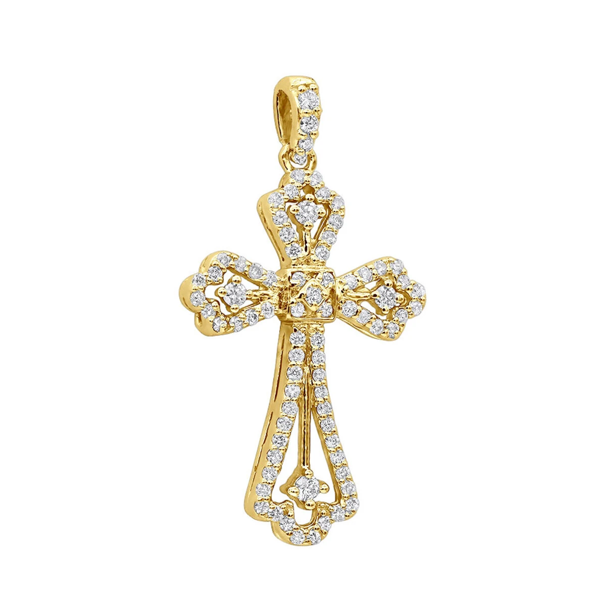 14K White Gold Round Diamond Cross Necklace 0.70ct 2 14K White Gold Round Diamond Cross Necklace 0.70ct - Image 2