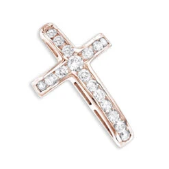 14K White Gold Round Diamond Cross Pendant By Luxurman 0.59ct -Jewelry Sales Store 14k gold round diamond cross pendant 059ct p 26564 ro
