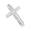 14K White Gold Round Diamond Cross Pendant By Luxurman 0.59ct