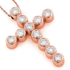 Large 14K Yellow Gold Round Diamond Cross Pendant For Men 2.75ct -Jewelry Sales Store 14k gold round diamond cross pendant 275ct p 26515 ro