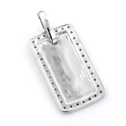Customizable 14K White Gold Round Diamond Dog Tag Pendant 0.8 Ct -Jewelry Sales Store 14k gold round diamond dog tag pendant 110ct p 6991 backwh