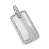 Customizable 14K White Gold Round Diamond Dog Tag Pendant 0.8 Ct
