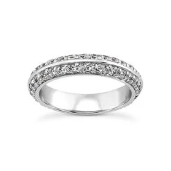 14K White Gold 2 Row Round Diamond Eternity Band 0.80ct