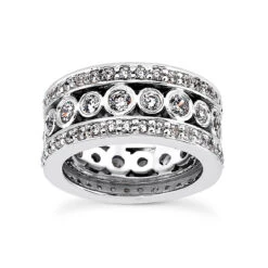 14K White Gold Round Diamond Eternity Ring 2.48ct