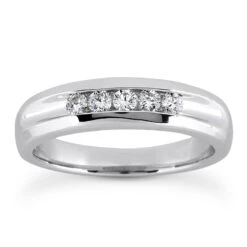 14K White Gold Round Diamond Men's Wedding Ring 0.35ct