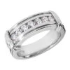 14K White Gold Round Diamond Men's Wedding Ring 0.70ct