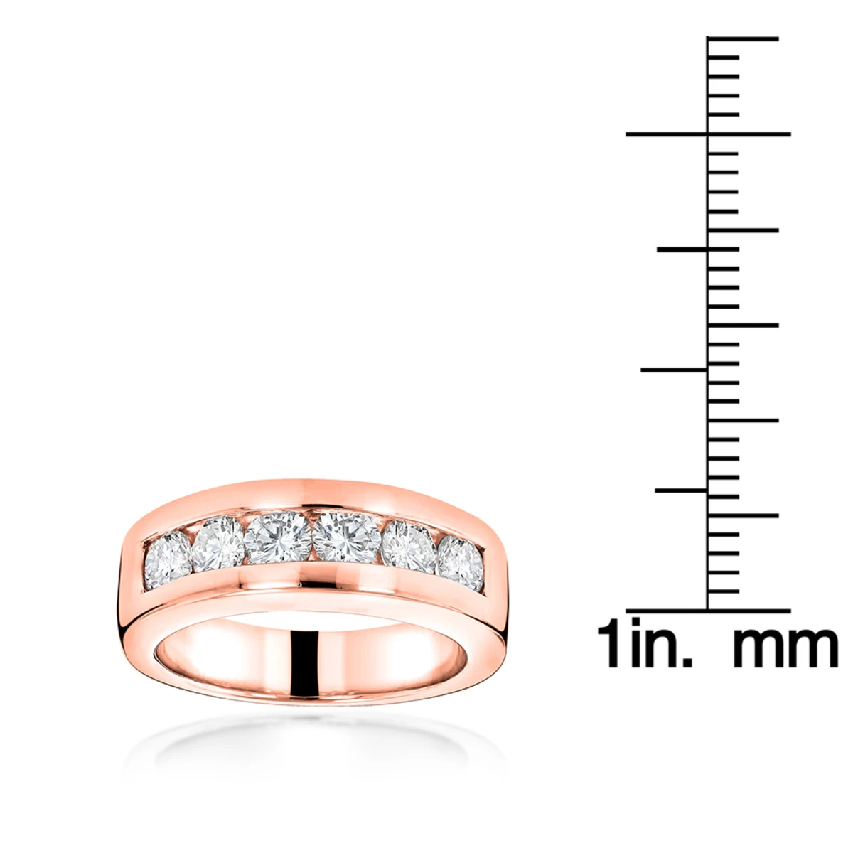 14K Rose Gold Round Diamond Men's Wedding Band 6 Stone Anniversary Ring 1.5ct 6 14K Rose Gold Round Diamond Men's Wedding Band 6 Stone Anniversary Ring 1.5ct - Image 6