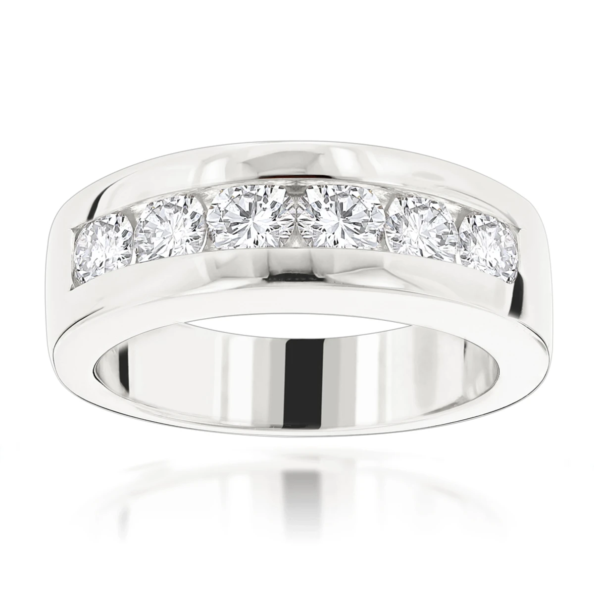 14K Rose Gold Round Diamond Men's Wedding Band 6 Stone Anniversary Ring 1.5ct 2 14K Rose Gold Round Diamond Men's Wedding Band 6 Stone Anniversary Ring 1.5ct - Image 2