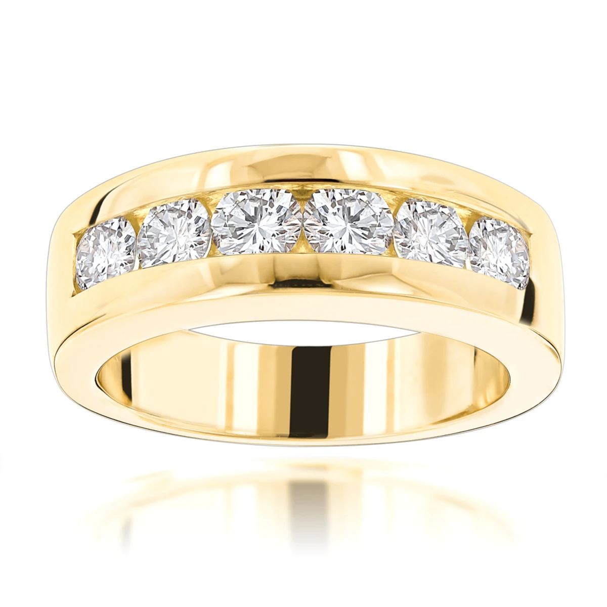 14K Rose Gold Round Diamond Men's Wedding Band 6 Stone Anniversary Ring 1.5ct 3 14K Rose Gold Round Diamond Men's Wedding Band 6 Stone Anniversary Ring 1.5ct - Image 3