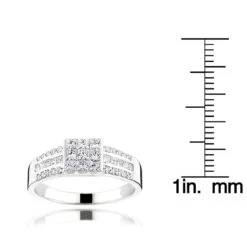 14K White Gold Round Princess Cut Diamond Ring 1.25ct Wedding Band -Jewelry Sales Store 14k gold round princess cut diamond ring 130ct p 6675 rulerwh
