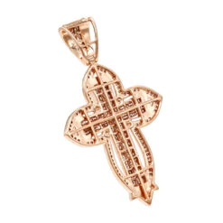 14K Rose Gold Round Princess Diamond Cross Pendant 2.14ct -Jewelry Sales Store 14k gold round princess diamond cross pendant 214ct p 6604 backwh
