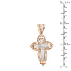 14K Rose Gold Round Princess Diamond Cross Pendant 2.14ct -Jewelry Sales Store 14k gold round princess diamond cross pendant 214ct p 6604 rulerro