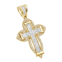 14K Rose Gold Round Princess Diamond Cross Pendant 2.14ct -Jewelry Sales Store 14k gold round princess diamond cross pendant 214ct p 6604 ye